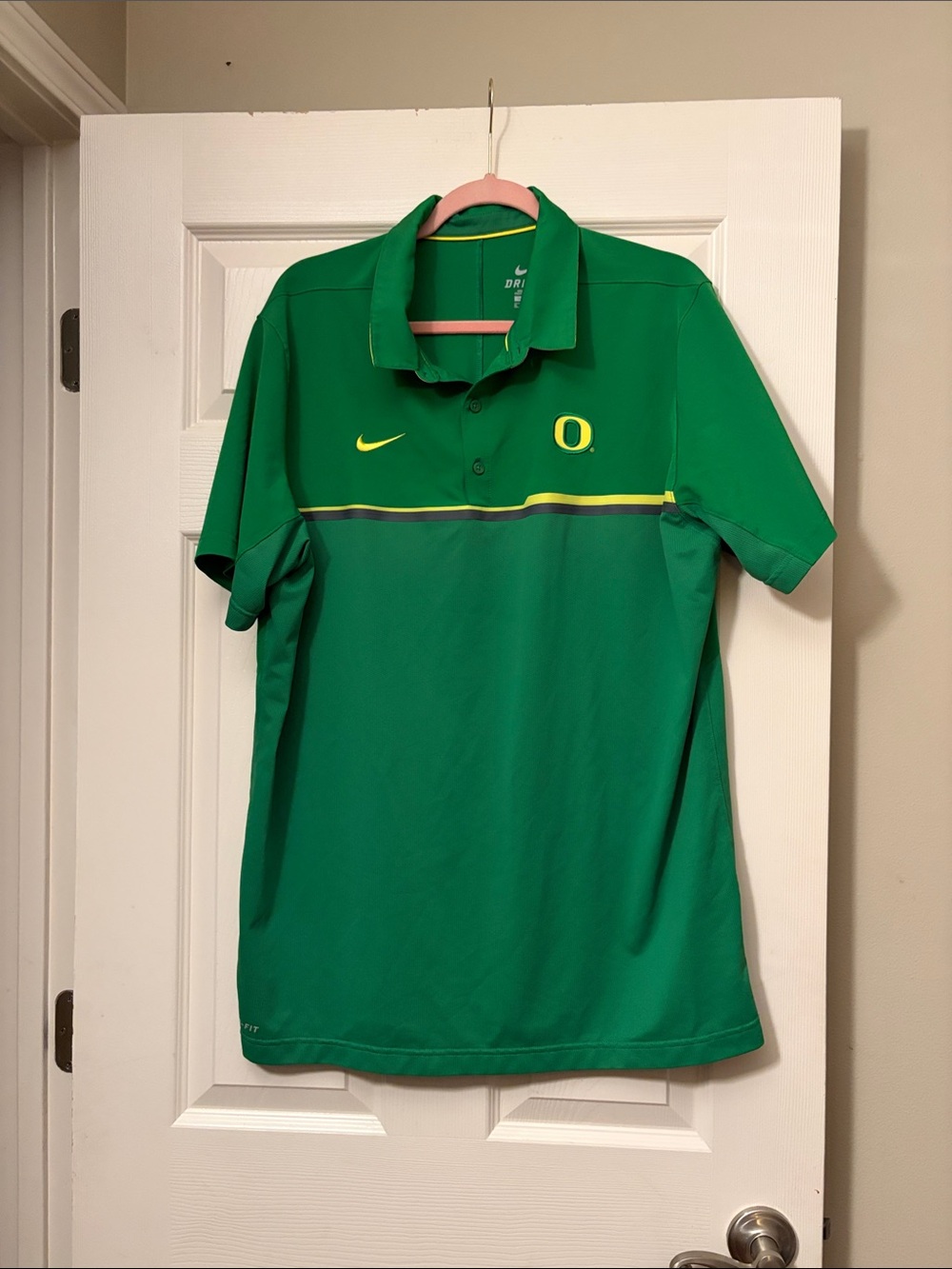 Nike Men’s Green Polo with Yellow Oregon O